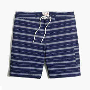 J. Crew Factory Men's Size 33 Navy Blue Stripe 9" Flex Board Shorts